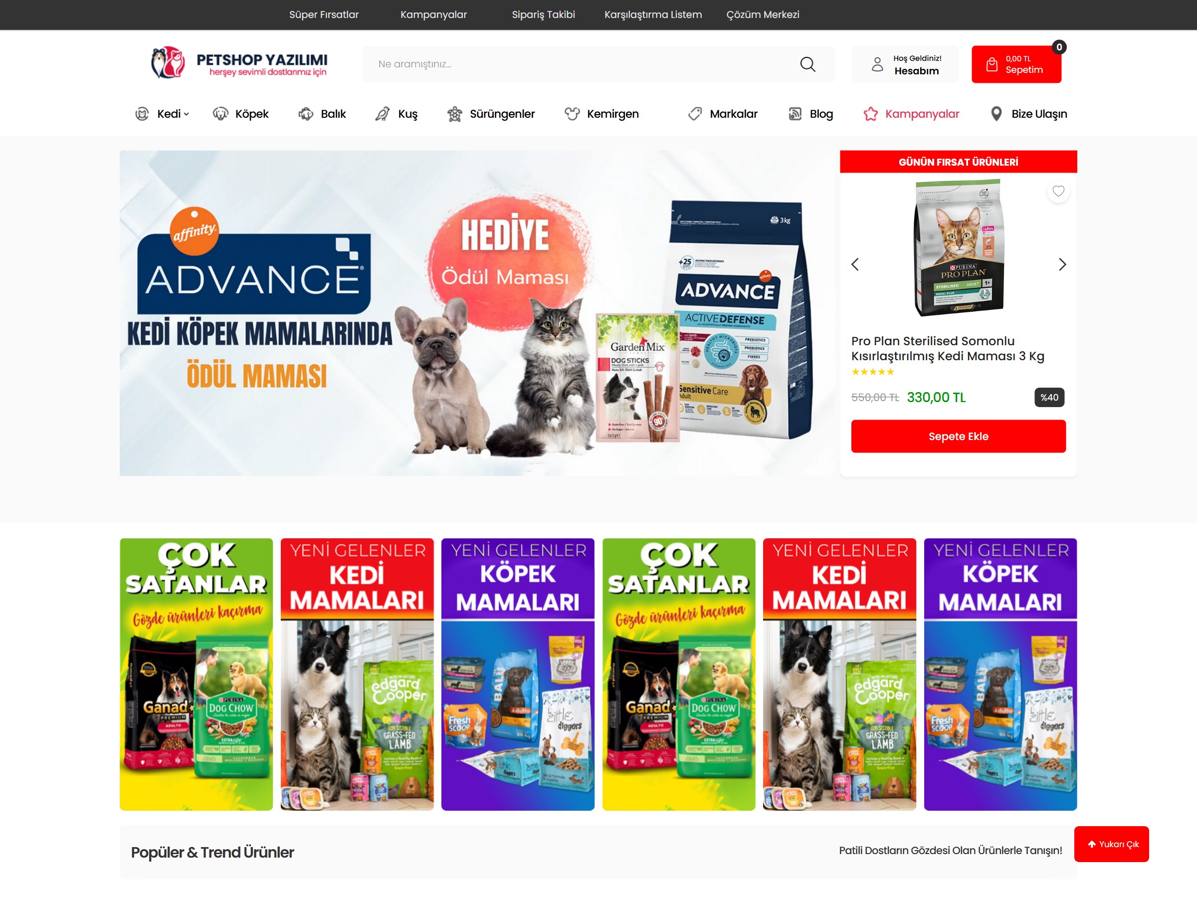 PetShop Yazılımı arayüz önizlemesi