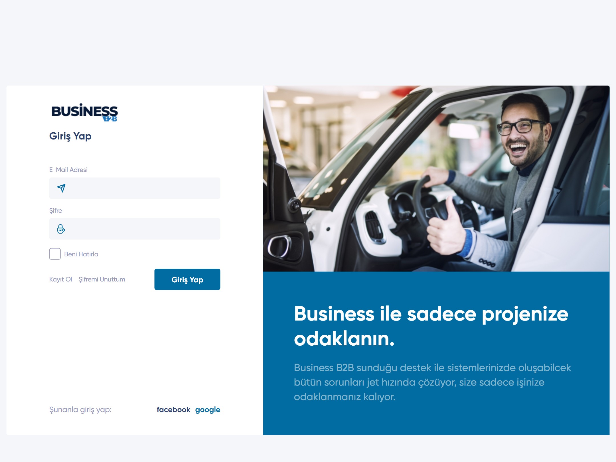 Business B2B Yazılımı arayüz önizlemesi