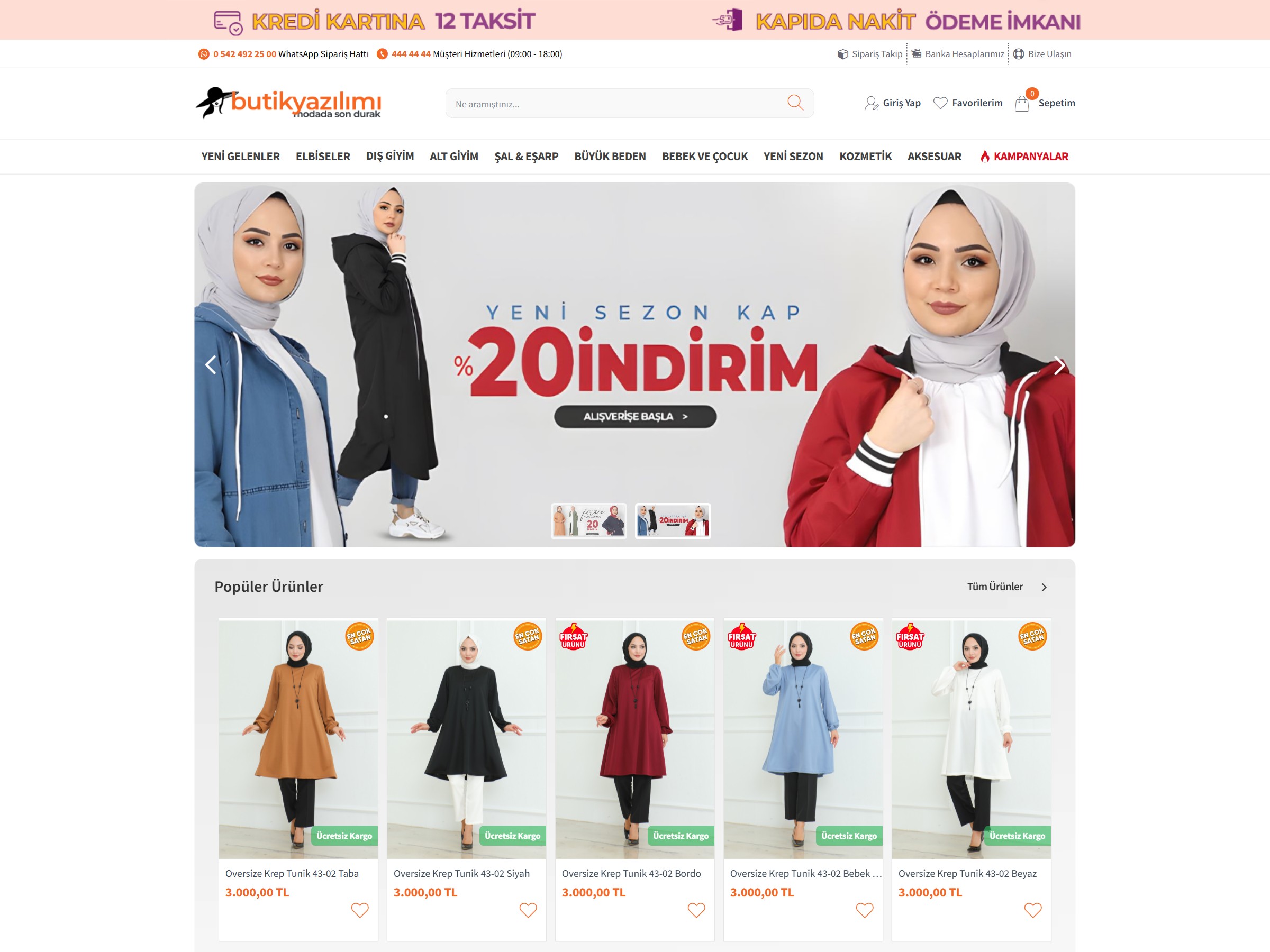 Butik &amp; Giyim Yazılımı arayüz önizlemesi