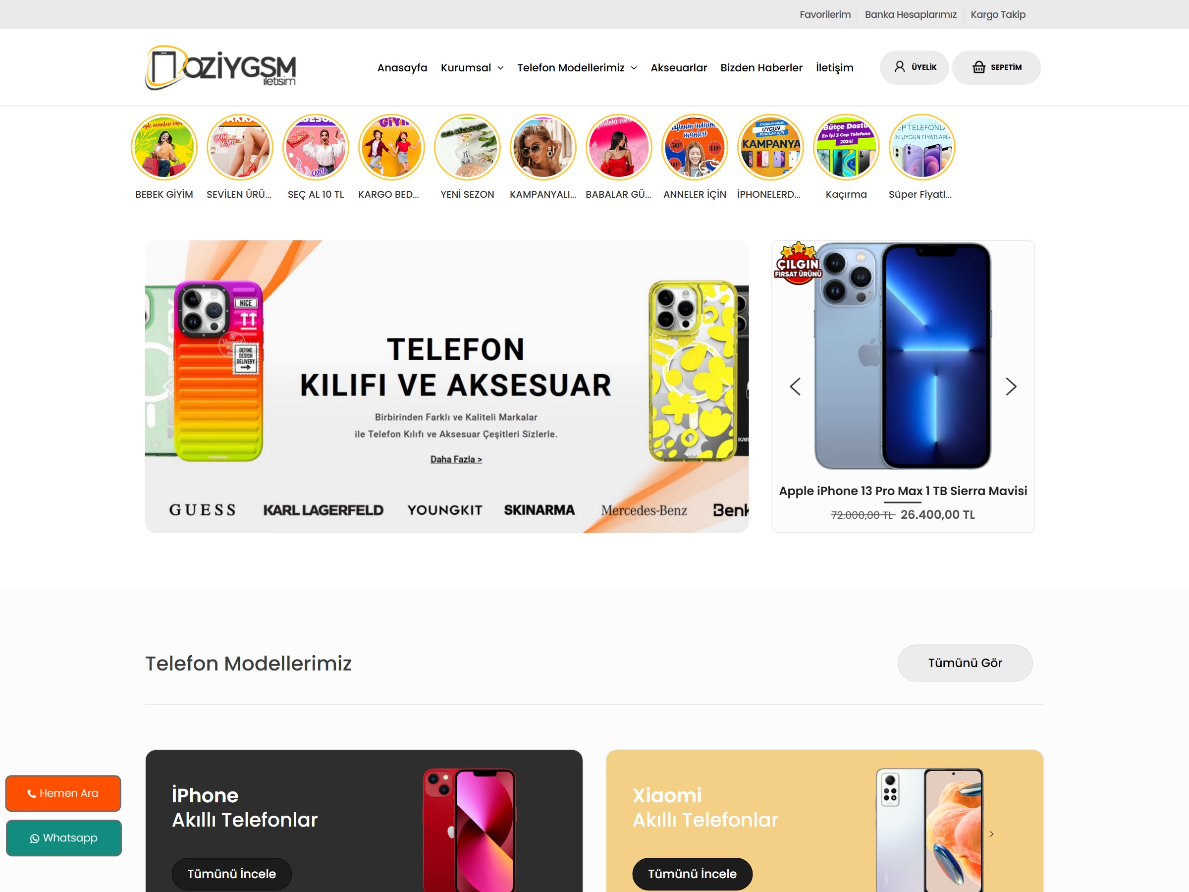 Telefon Eticaret Yazılımı arayüz önizlemesi